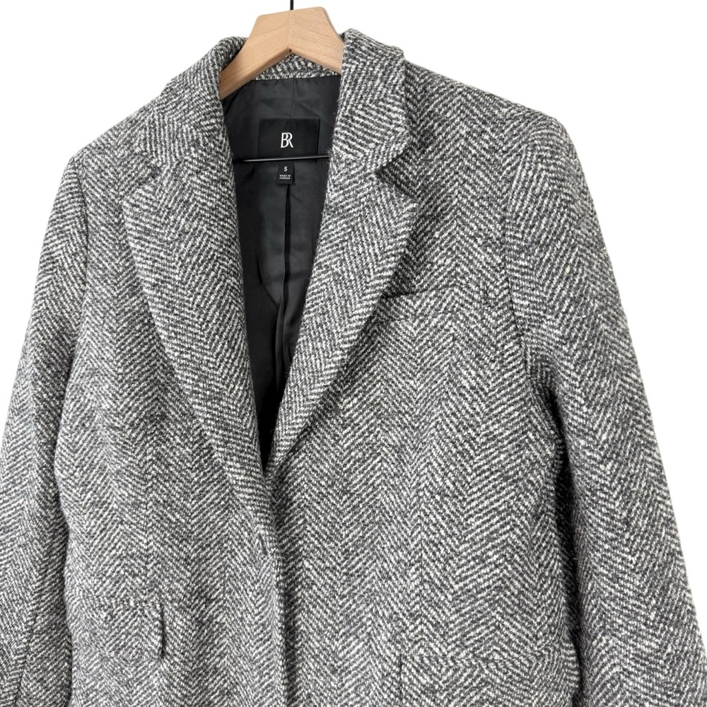Banana Republic Olinda Oversized Italian Herringbone Blazer Grey Sz S - Picture 4 of 15